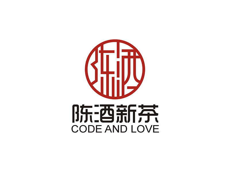 周都響的陳酒新茶logo設計