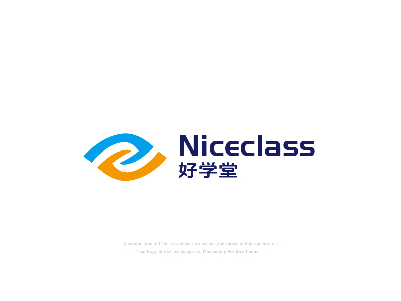 張俊的英文名字是“Niceclass ”，中文名字是“好學堂”logo設計